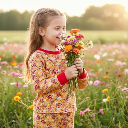 Image of PATPAT Toddler & Kids Pajama Sets with Bamboo Viscose, Snug Fit Pjs for Girls, All-Season Comfort Sleepwear, Ages 2-12 Years