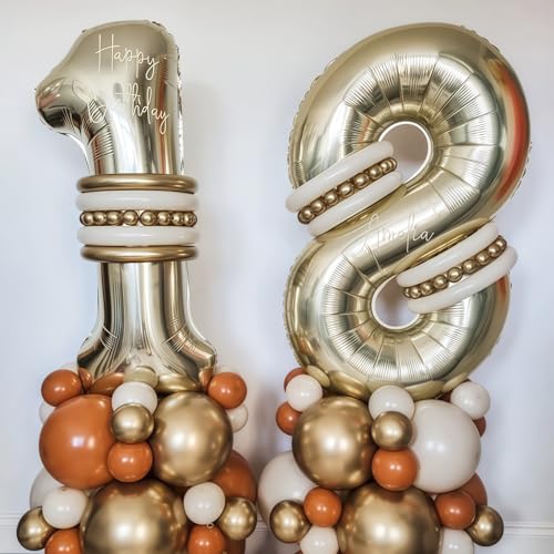 Image of Champagne Gold 9 Balloon Number,40 Inch Light Gold 9 Balloons Big Foil Mylar Helium Number 9 Balloon for Birthday Party Anniversary Decorations
