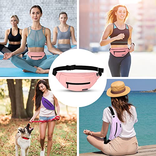 Image of Fanny Pack for Women Men Large Waist Belt Bag with Headphone Jack and 4-Zipper Pockets for Hiking Traveling Outdoors Running Workout Casual Festival Gifts