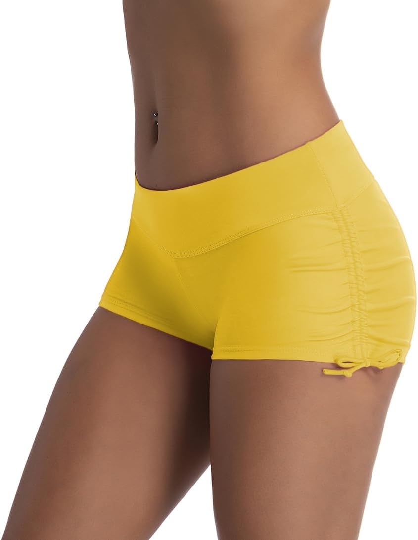 Micosuza Classical Women's Swim Boardshorts Beach Bikini Bottoms with Adjustable Ties 7 Color XS-XXL