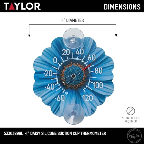 Image of Taylor Silicone Suction Cup Thermometer - Blue Daisy Design