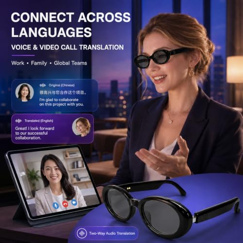 Image of GenXenon Black Cat-Eye Chic Smart Translation Polarized Sunglasses Women