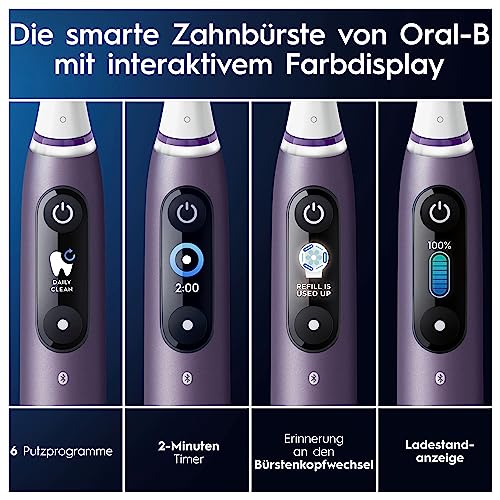 Oral-B iO Series 8 Elektrische Zahnbürste/Electric Toothbrush, 6 Putzmodi für Zahnpflege, Magnet-Technologie, Farbdisplay & Beauty-Tasche, Special Edition, Geschenk Mann/Frau, violet ametrine – Bild 6
