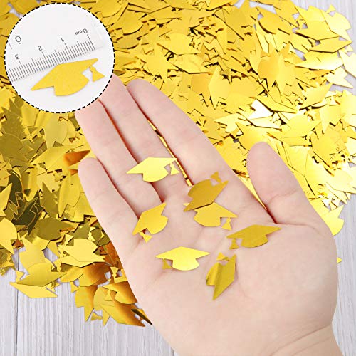 Skylety 1000 Pieces Graduation Caps Confetti Graduation Confetti Metallic Graduation Caps Decoration Confetti for Graduation Party Grad Classroom Home Decor Decorations (Gold) by Skylety - Image 2