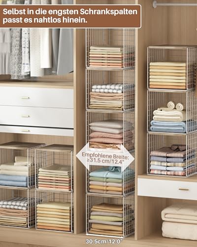 UMDONX 4 Stück Schrank Organizer Faltbar & Stapelbar, Multifunktionale Aufbewahrungsboxen für Kleiderschrank, Küche, Wohnzimmer, Waschküche (Weiß)