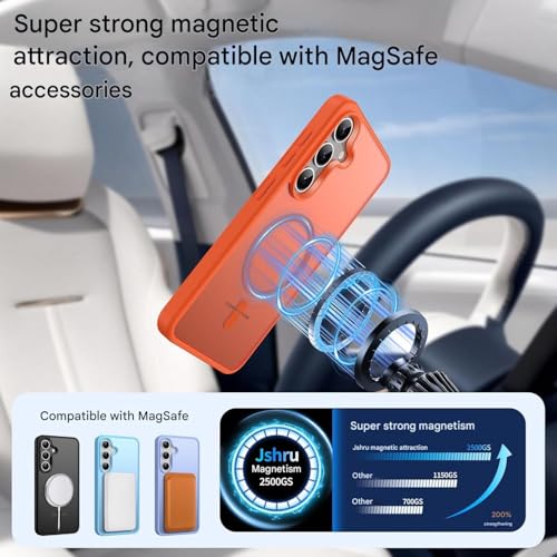 Image of Elzzi Magnetic Guard Case for Samsung Galaxy A55 5G Cover, Compatible with MagSafe Translucent Matte Hard PC + TPU Hybrid Back Cover, Slim Shock-Resistant Anti-Scratch Protective Case (Cosmic Orange)
