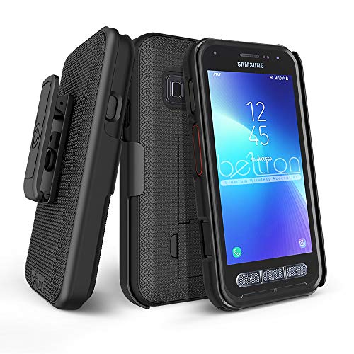 BELTRON Heavy Duty Case with Swivel Belt Clip for Samsung Galaxy XCover Field Pro G889 (AT&T FirstNet) Features: Secure Fit & Built-in Kickstand - Black