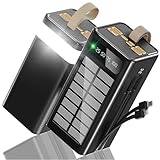 90000mAh Power Bank 35W Fast Charging with Solar Charger,Built-in USB-C/Lightning Cables High Capacity Portable Charger for Camping,Travel,Emergencies,Tech Devices| 9-Port PD/USB-C, LED Flashlight