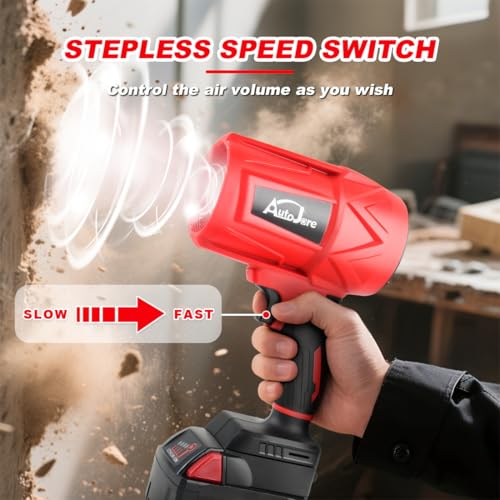 AUTOJARE Cordless Leaf Blower Compatible with Milwaukee m18 Battery Brushless Handheld Jet Fan Variable Speed 30000RPM Electric Blower for Home Cleaning, Car, Outdoor, Dust Clearing (NO Battery) - Thumbnail 4