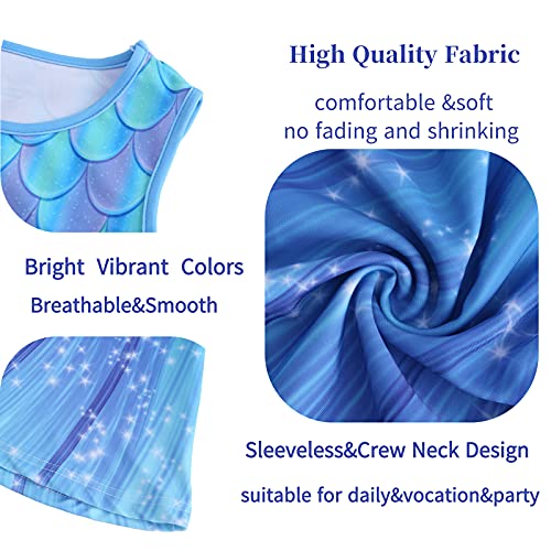 Toddler Girls Sleeveless Summer Mermaid Dresses Printed Twirl Birthday Party Casual Little Baby Clothes for 3-13years2