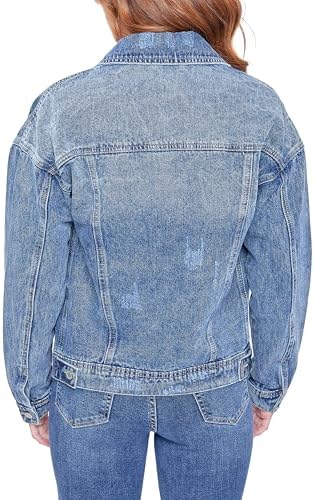 YMI womens Ymi Women's Junior Oversized Boyfreind Denim Jacket