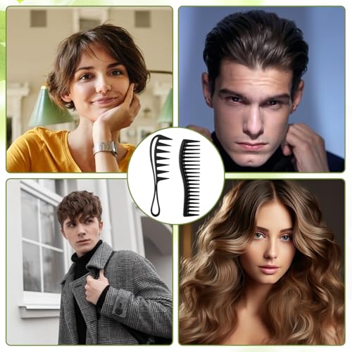 2 peines anchos para cabello rizado y grueso, negro miniatura 6