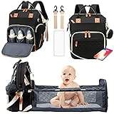 GERÄUMIG - Der Rucksack ist sehr geräumig und hat viele Fächer, in denen man schnell findet, was man braucht. Er lässt sich dank der Clips an den Schultergurten leicht am Kinderwagen befestigen. Die tragbare Wickelunterlage ist sehr nützlich und praktisch, um alles, was man zum Wickeln braucht, in einer praktischen 