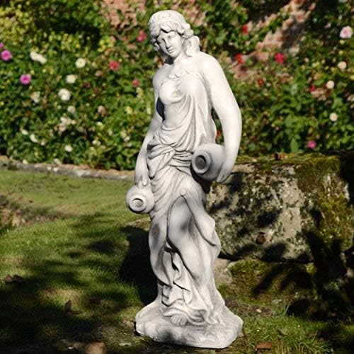 Statues & Sculptures Online Roman Goddess with Urns 79cm White Stone Garden Statue