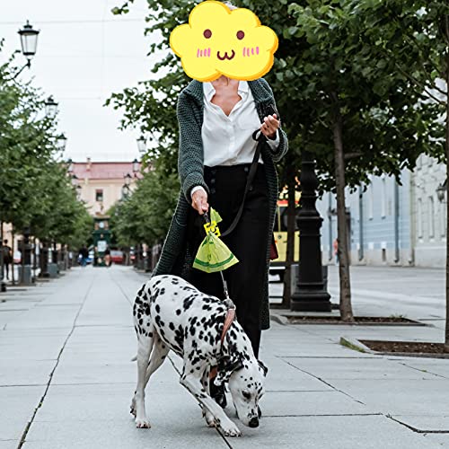 Image of Hands-Free Dog Poop Bag Holder for Basic Dog Leash Used Doggie Poop Bags Carrier for Flat Leash(Green+Yellow+Purple)