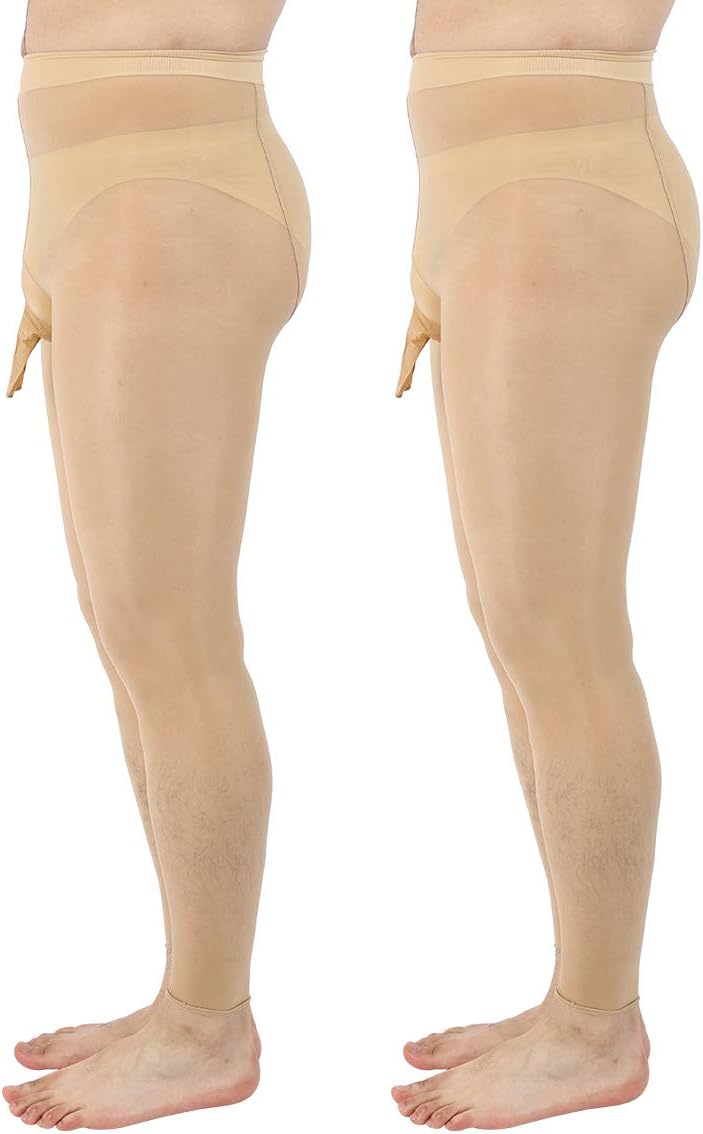 Sozixi Men Footless Pantyhose Nylon Tights Sheath Open