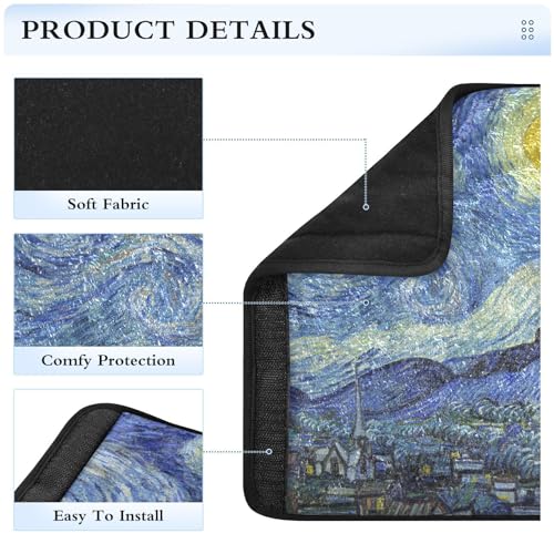 Image of Seat Belt Cover Pad 2 Pcs Soft Seat Strap Cover Cute Protector Support Head Neck Shoulder for Car Seats High Chair Backpack (10x7.7in) Vangogh Starry Night