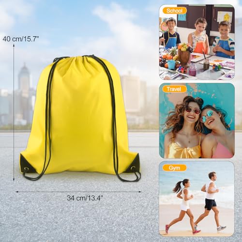 Image of KUUQA 50Pcs Yellow Drawstring Backpacks - Bulk Gym Sports Travel Bags