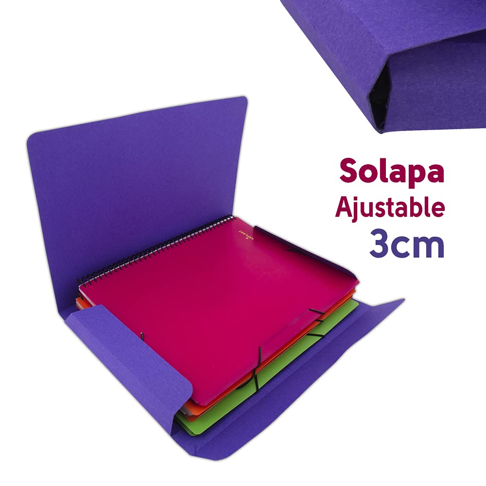 Carpetas de cartón A4 azul con solapas y goma elástica Pack de 20