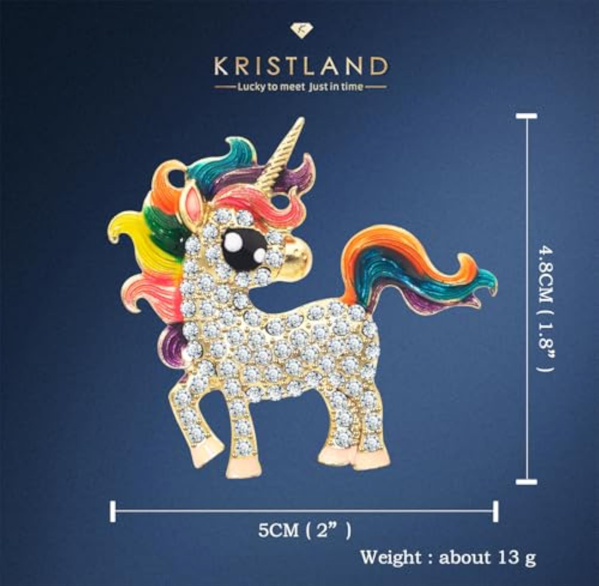 Cute Unicorn Brooch with Colorful Enamel & Austrian Crystals