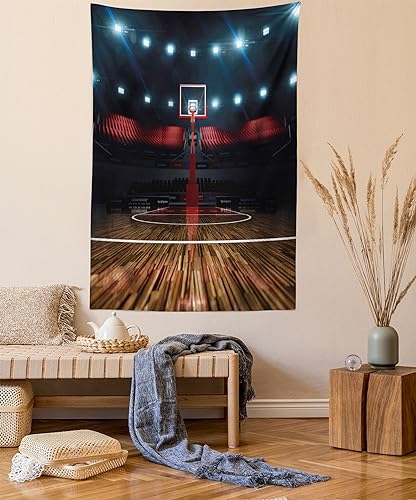 Ambesonne Teen Room Tapestry, Professional Basketball Arena Stadium Before the Game Championship Sports Image, Fabric Wall Hanging Decor for Bedroom Living Room Dorm, 30