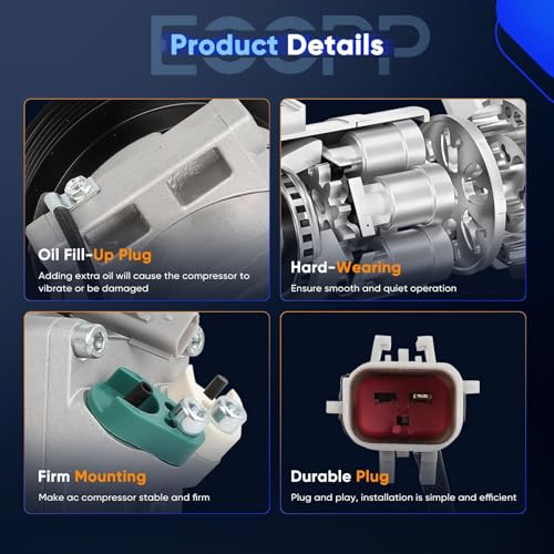 Image of ECCPP AC Compressor 2004-2006 for Chrysler Sebring 2.4L | for Dodge Stratus 2.4L AC Compressor with Clutch Rapid Cooling