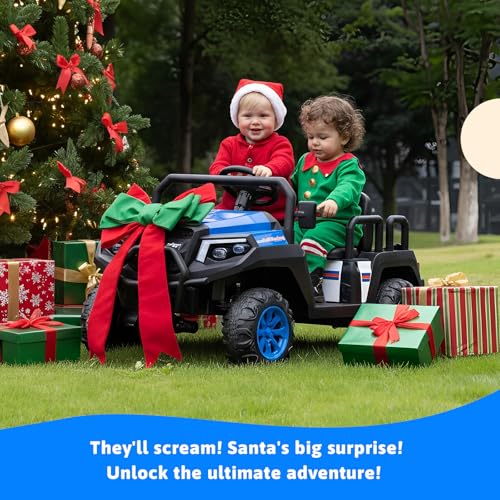 Electric Car for Kids, 24V 4 Seater Ride on Toys w/Parent Remote, 4 Wheeler Suspension, Max 220lbs Weight Capacity, USB, Music, Radio, LED Light, Ride on Truck for Boy/Girl Ages 3-8, Blue by Okay Run - Image 8