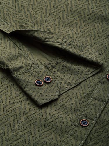 Image of Majestic Man Custom Geometric Printed Pure Cotton Slim Fit Casual Shirt