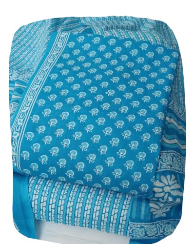 Image of DRAVINAM Trends Women's Premium Cambric Cotton Jaipuri Printed Unstitched Salwar Suit Dress Material with Mulmul Cotton Dupatta
