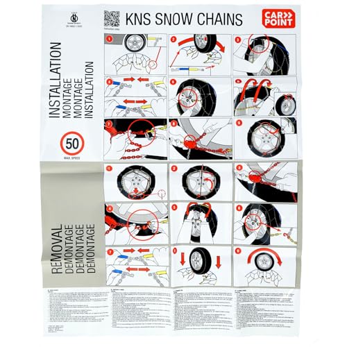 Cadenas para nieve CARPOINT para evitar patinar en carreteras heladas con maletero limpio 6