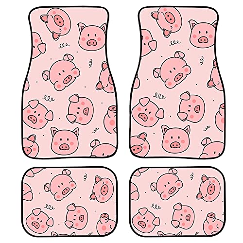 Jeiento Pink Pig Print Fußmatten für Autos für Frauen vorne und hinten Auto Fußmatten für...