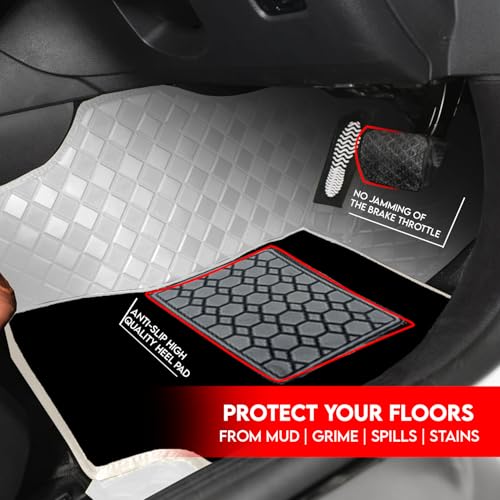 Image of Accessories 9D Luxurious Car Floor Mats Only Compatible with KIA Seltos (Manual) 2026 |100% Waterproof & Washable | Luxury 9D Car Foot Mats - Ice Grey