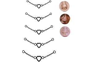 5PCS Nose Studs Chain Nose Piercing Jewelry in Black, Gold, Silver (Nostril Chain)