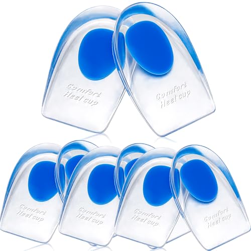 Gel Heel Cups for Heel Pain Relief &ndash; Shock Absorbing Silicone Inserts for Plantar Fasciitis...