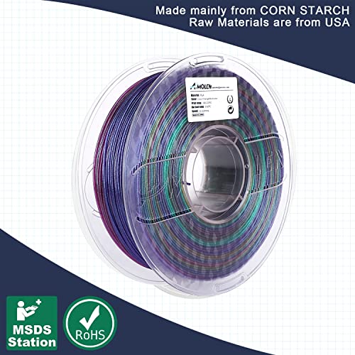 Image of AMOLEN PLA 3D Printer Filament PLA Filament 1.75mm, Color Change Filament 1.75mm Changeable Purple Green Gold Red Purple Color Shift Multicolor Filament,3D Printing Filament 1KG /2.2lb