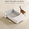 UBPET Open Top Self Cleaning Litter Box, Large Capacity Automatic Litter Box with APP Control,Odor Control, Anti-Pinch, Automatic Cat Litter Box for Multiple Cats (White-1)
