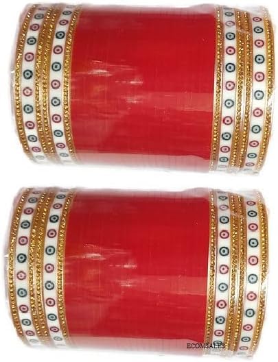 GenericRed color Punjabi chooda, Bridal Bangles Set Rajasthani Jaipuri Choora For Bridal Women Girl/Set for both hands/total 64 bangles