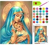 liziciti DIY 5D Diamond Painting Kits Full Drill Resin Diamond Painting Mother Mary Diamond Pictures for Wall Decoration, Madonna and Child, Canvas 12' x 16'