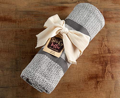image for Sticky Toffee Cotton Woven Placemat Set with Fringe, Traditional Diamo
