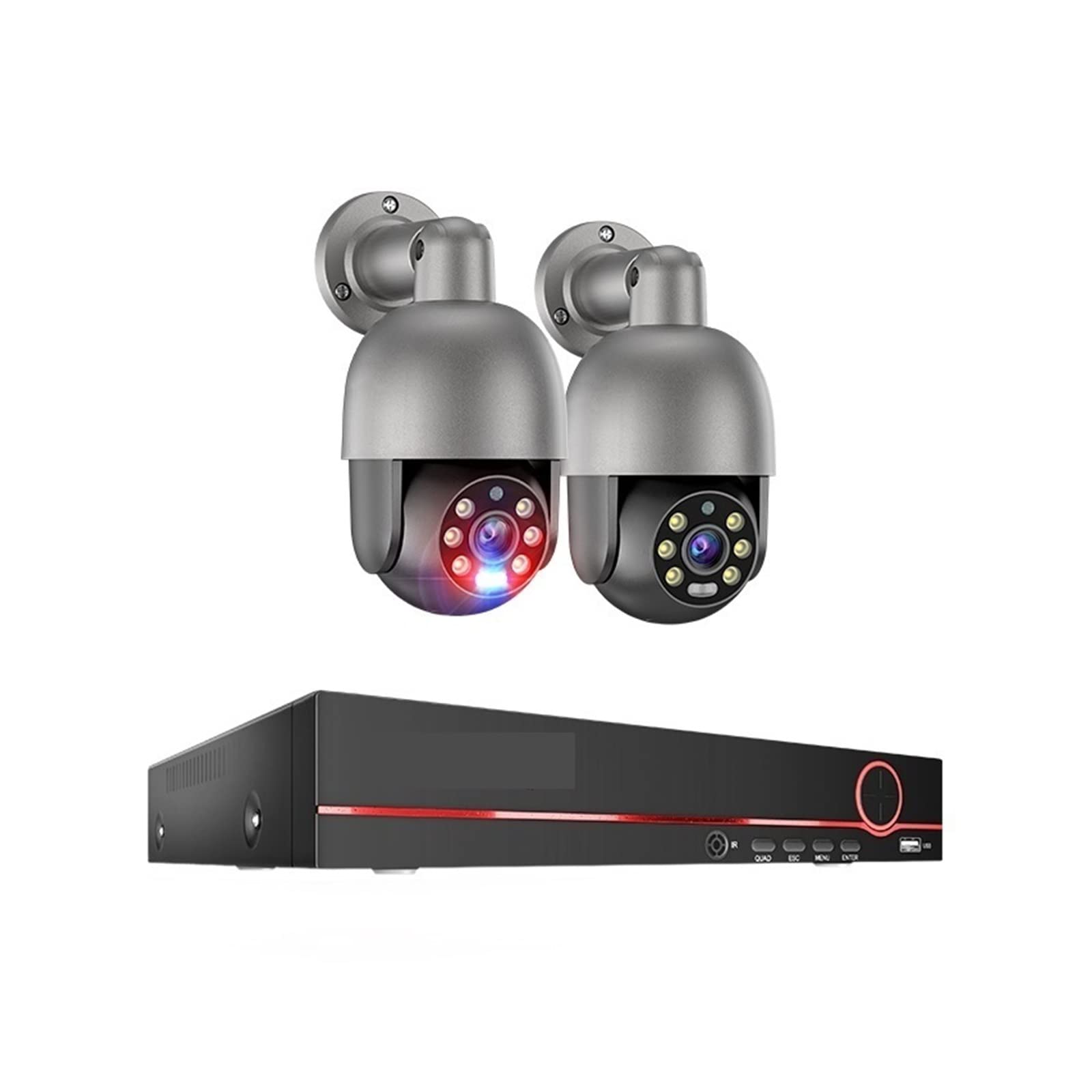 System Kamer Bezpieczeństwa 8CH 5MP HD POE NVR Kit Dwukierunkowy Dźwięk AI Wykrywanie Twarzy Zewnętrzny Nadzór Wideo Zestaw Kamer IP(3T,8CH 2 PTZ Camera)
