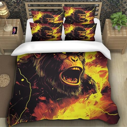 Housse de couette singe en colère impression numérique 3D haute définition