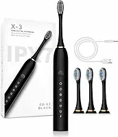 Escova de Dente Elétrica Recarregavel Bivolt 110/220v 6 Modos Sonica Ultrassonica Com 4 Cabeças e Temporizador Integrado - Pazie®