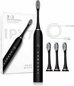 Escova de Dente Elétrica Recarregavel Bivolt 110/220v 6 Modos Sonica Ultrassonica Com 4 Cabeças e Temporizador Integrado - Pazie®