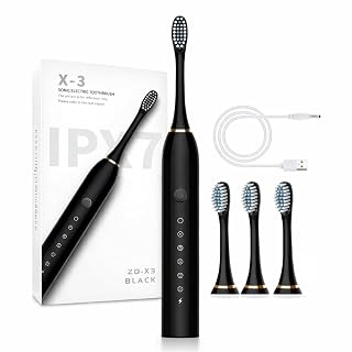 Pazie Escova de Dente Elétrica Sônica Recarregável Bivolt, 6 Modos, 4 Cabeças