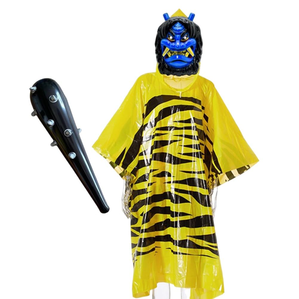 Amazon.co.jp: 節分 鬼 衣装 コスプレ 赤鬼 青鬼 お面 こん棒 3点