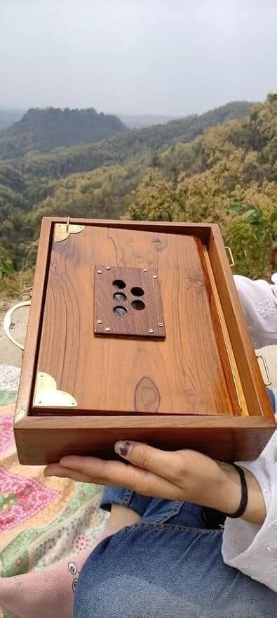 Scatola Shruti in puro legno di teak, 30,5 cm, strumento musicale con borsa, chiavi in legno, scatola Shruti 432Hz sintonizzata