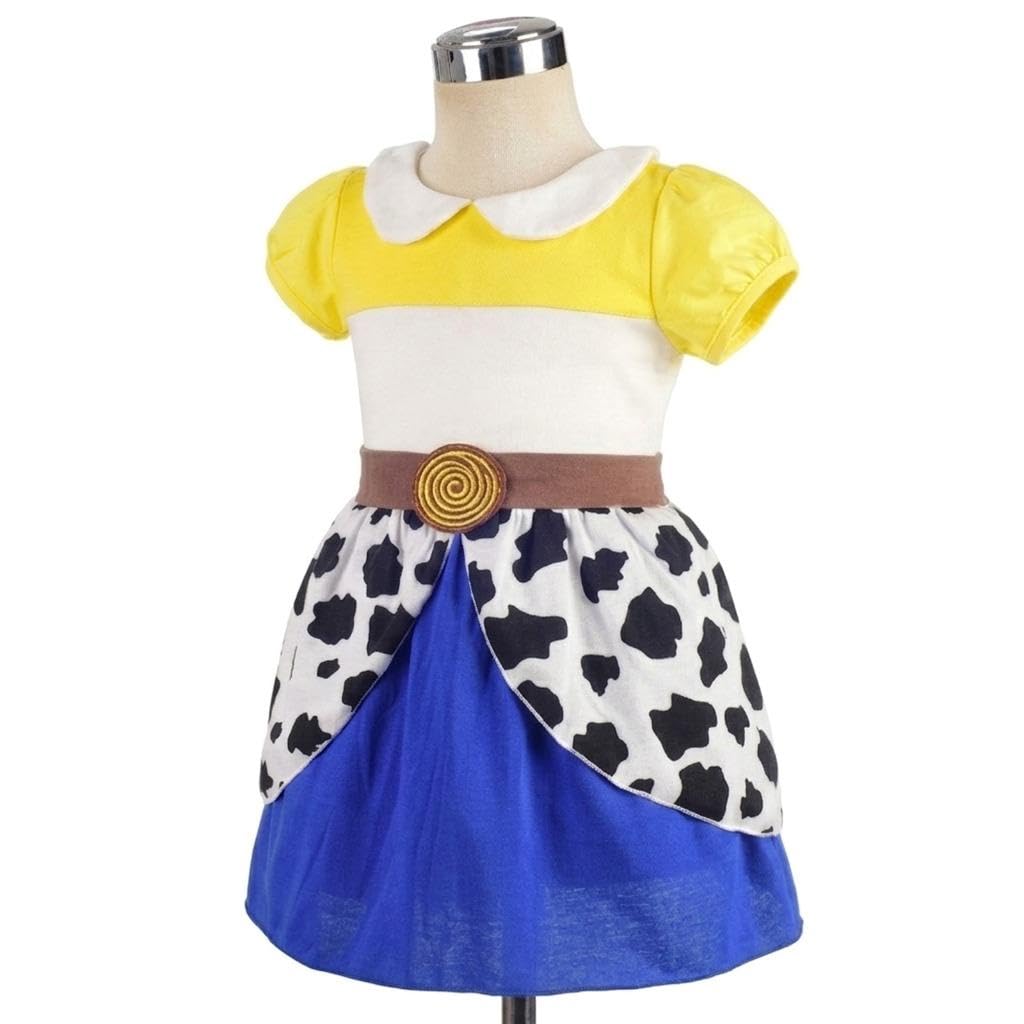 Lito Angels Vestido de Vaquera para Niñas | Manga abullonada, Falda de 2 capas, Estampado vaquero, Disfraz de Halloween, Carnaval, Fiesta de cumpleaños