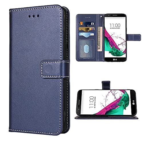 FDCWTSH Compatible with LG G4 Wallet Case Wrist Strap Lanyard Leather Flip Cover Card Holder Stand Cell Accessories Folio Purse Credit ID Phone Cases for LGG4 LG4 4G Women Men Blue