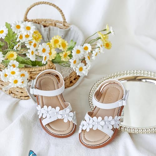 Image of Kolan Toddler Girl Sandals Open Toe Flat Princess Dress Shoes Little Kids