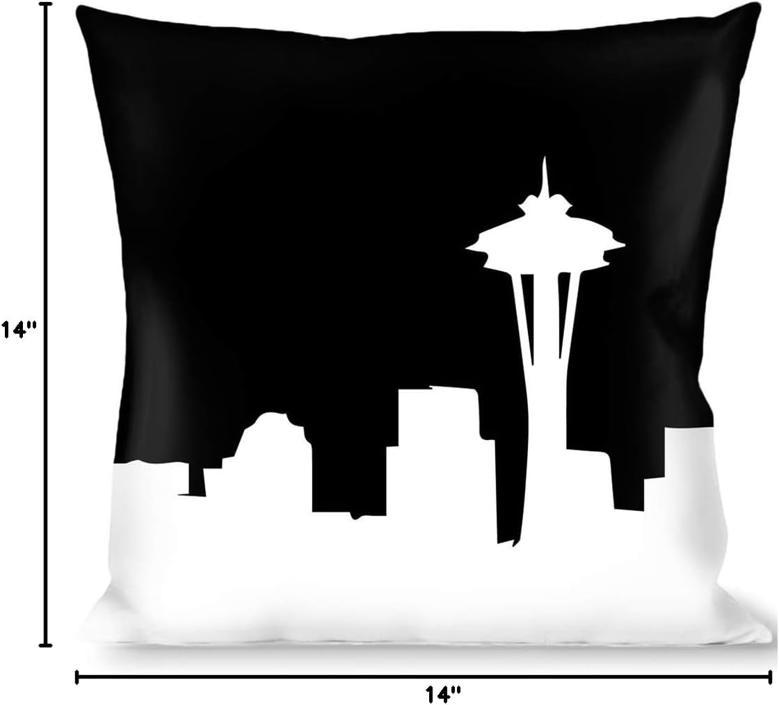 Pillow Decorative Throw Seattle Solid Skyline Black White